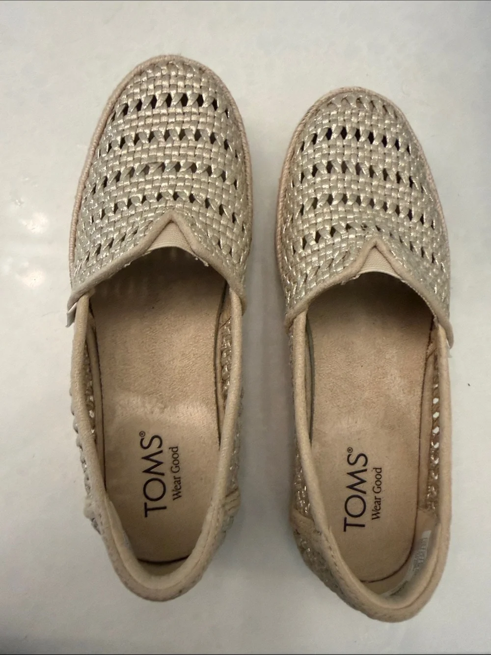 TOMS Woven Espadrille Slip-On in Natural Beige